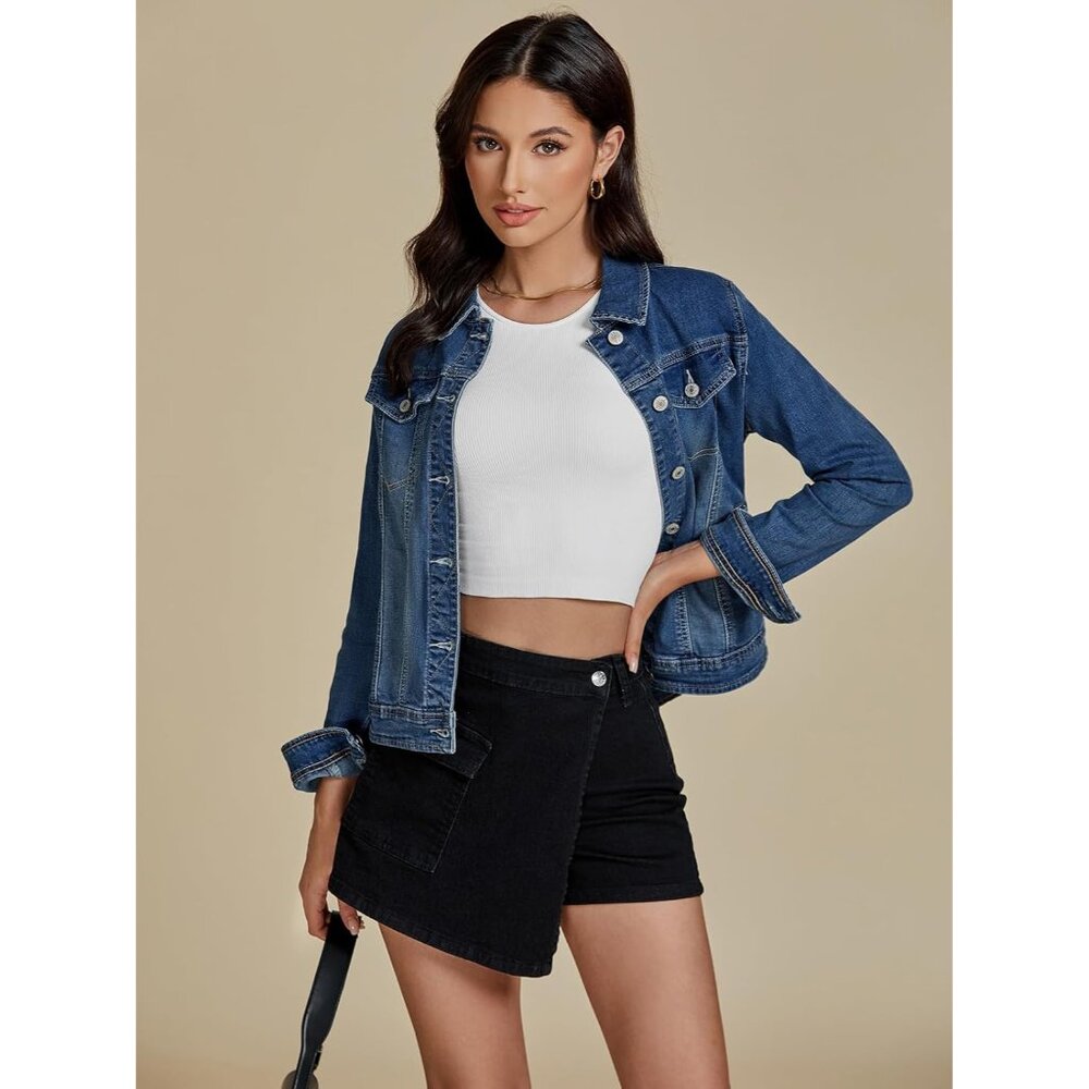 Women's Basic Button Down Stretch Fitted Long Sle… - image 2